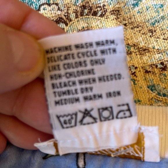 Barbizon Flannel Counting Sheep Pajama Top Light Blue Yellow Satin Vintage 1X - Picture 5 of 6